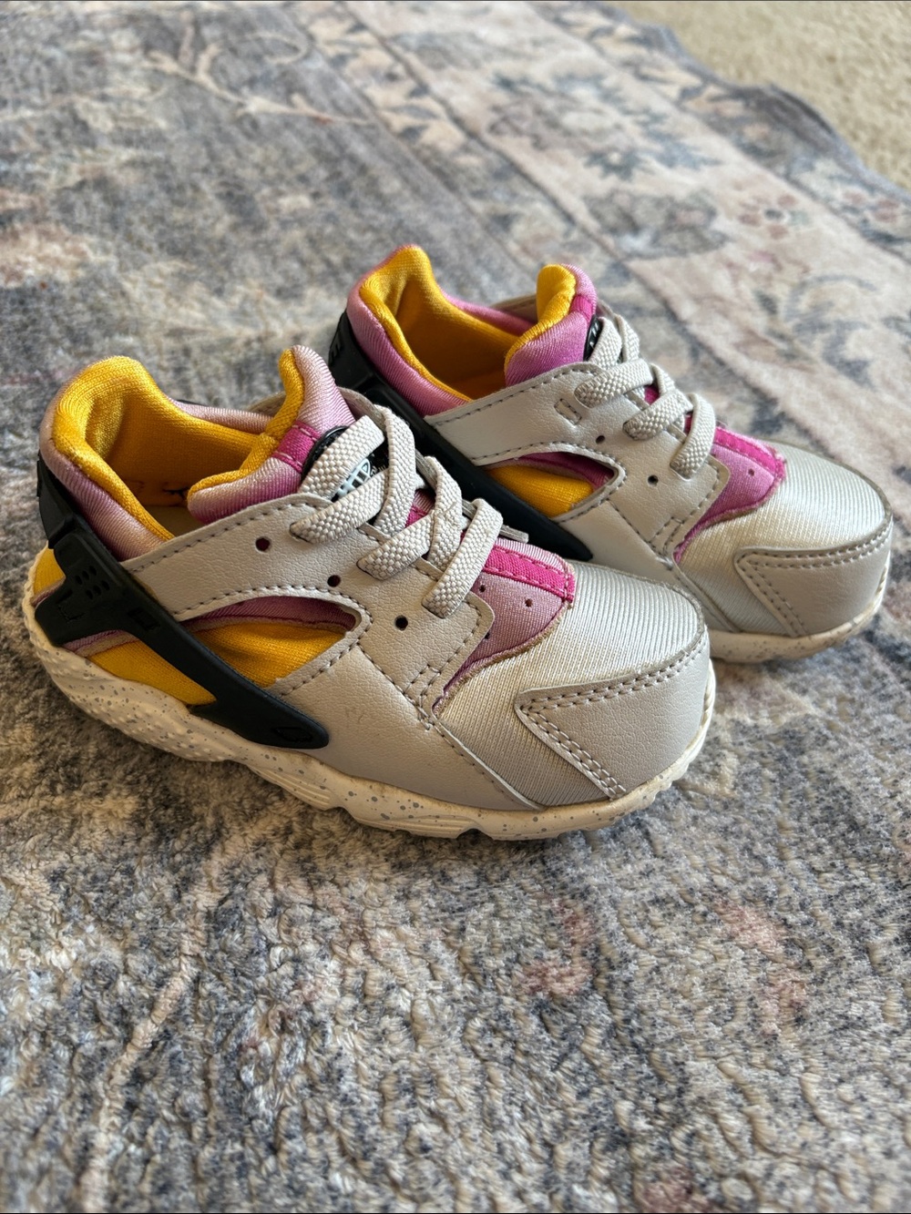Nike Kids Grey, Pink & Yellow Sneakers
